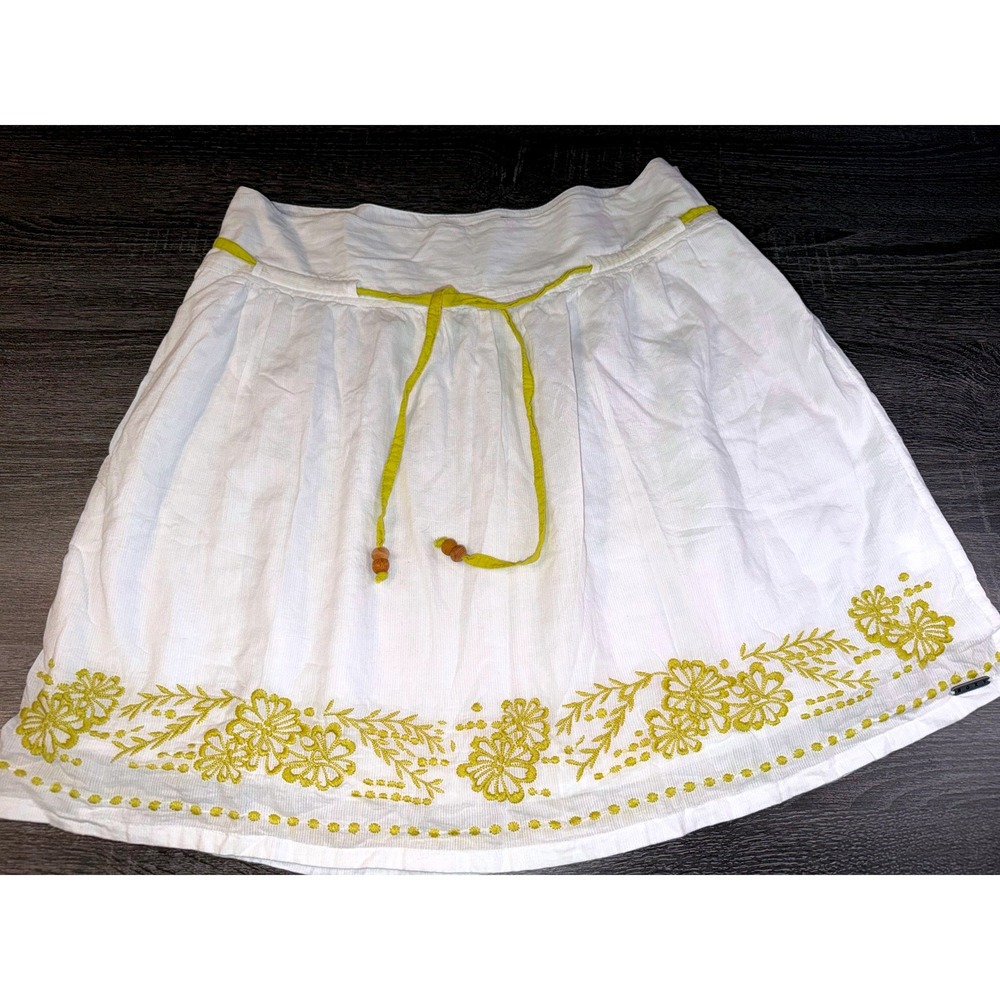 Roxy Embroidered Boho Gauze Mini Skirt Size 9 Beachy Summer Floral Cottagecore